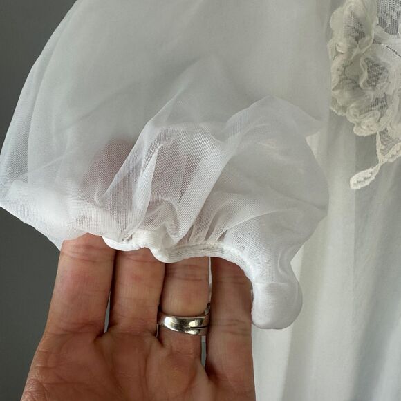 Vintage Vanity Fair Peignoir Set Night Gown Womens XS Nylon Ivory Bridal - Picture 8 of 9